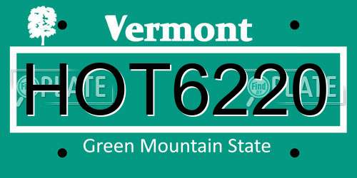 HOT6220 Vermont License Plate