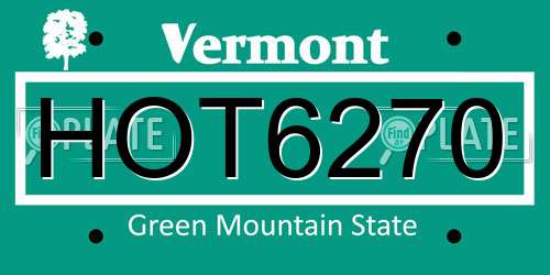 HOT6270 Vermont License Plate