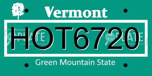 HOT6720 Vermont License Plate