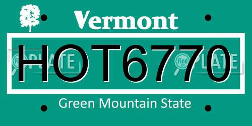 HOT6770 Vermont License Plate