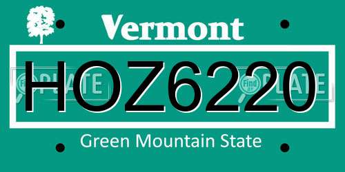 HOZ6220 Vermont License Plate