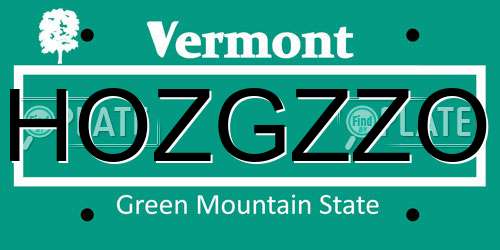 HOZGZZO Vermont License Plate