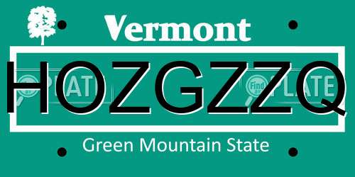 HOZGZZQ Vermont License Plate