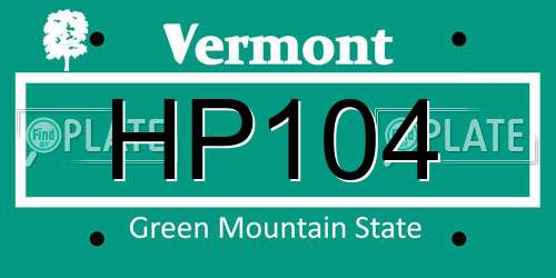 HP104 Vermont License Plate