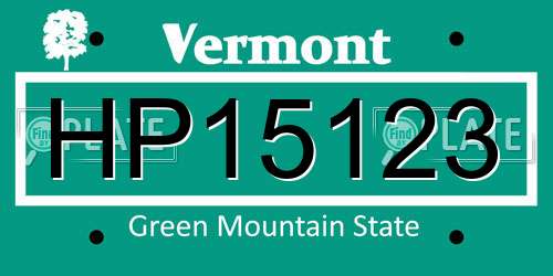 HP15123 Vermont License Plate