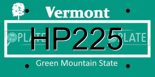 HP225 Vermont License Plate
