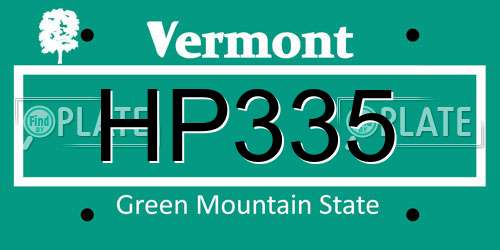 HP335 Vermont License Plate