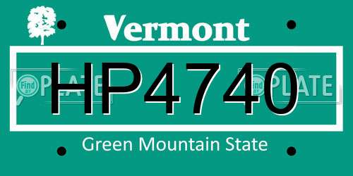 HP4740 Vermont License Plate