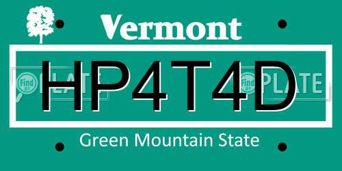 HP4T4D Vermont License Plate