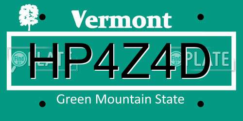HP4Z4D Vermont License Plate