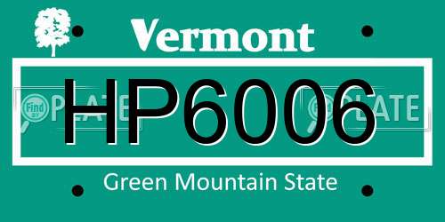 HP6006 Vermont License Plate