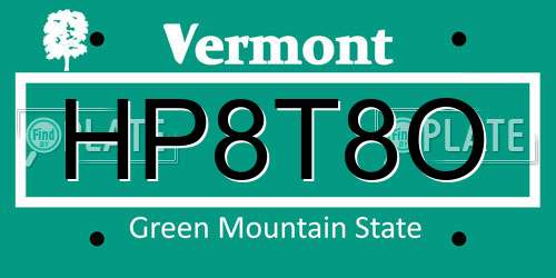 HP8T8O Vermont License Plate