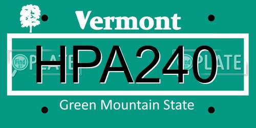 HPA240 Vermont License Plate