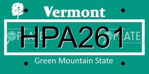 HPA261 Vermont License Plate