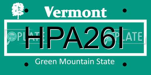 HPA26I Vermont License Plate
