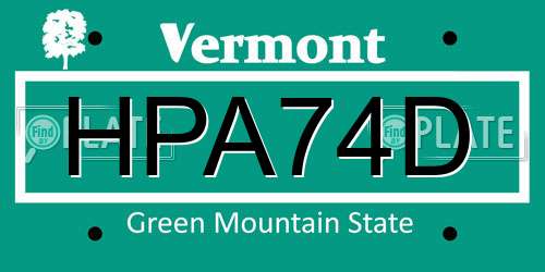 HPA74D Vermont License Plate