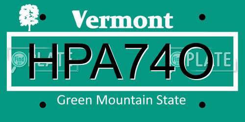 HPA74O Vermont License Plate