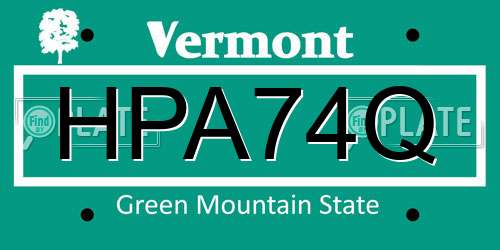HPA74Q Vermont License Plate