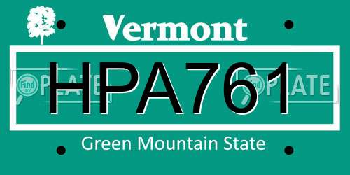 HPA761 Vermont License Plate