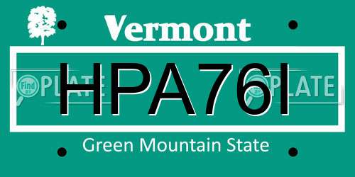 HPA76I Vermont License Plate