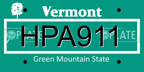 HPA911 Vermont License Plate