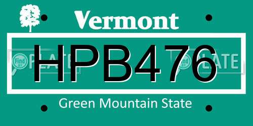 HPB476 Vermont License Plate