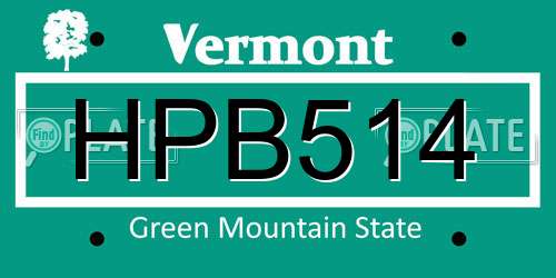 HPB514 Vermont License Plate