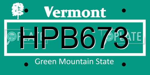 HPB673 Vermont License Plate