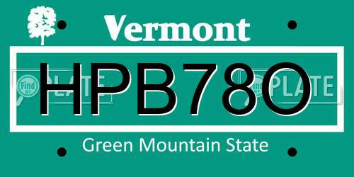 HPB78O Vermont License Plate