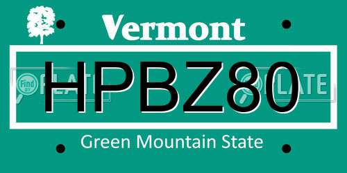 HPBZ80 Vermont License Plate