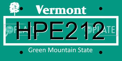 HPE212 Vermont License Plate