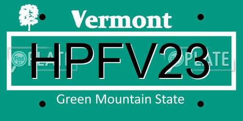 HPFV23 Vermont License Plate