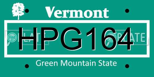 HPG164 Vermont License Plate