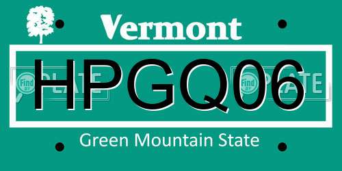 HPGQ06 Vermont License Plate