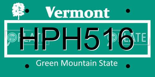 HPH516 Vermont License Plate