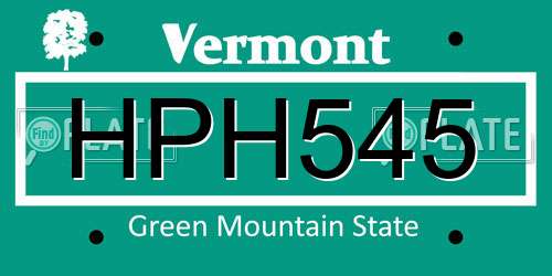 HPH545 Vermont License Plate