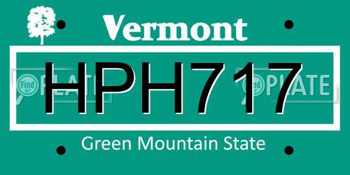 HPH717 Vermont License Plate