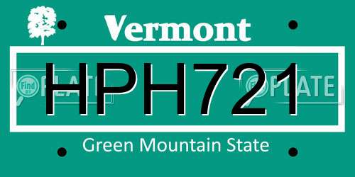 HPH721 Vermont License Plate