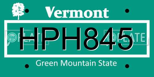 HPH845 Vermont License Plate