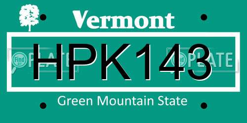 HPK143 Vermont License Plate