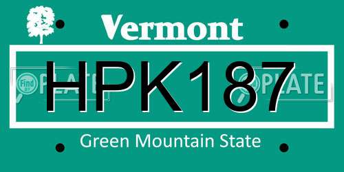 HPK187 Vermont License Plate