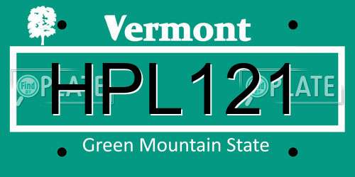 HPL121 Vermont License Plate