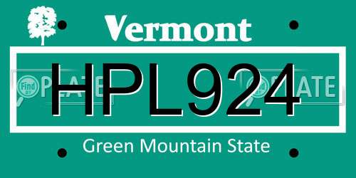 HPL924 Vermont License Plate