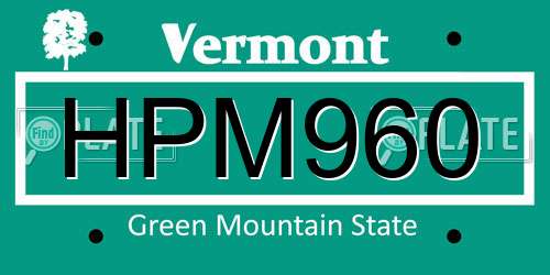 HPM960 Vermont License Plate