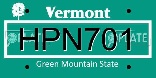 HPN701 Vermont License Plate