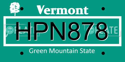 HPN878 Vermont License Plate