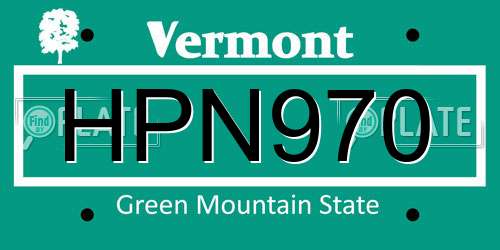 HPN970 Vermont License Plate