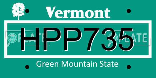 HPP735 Vermont License Plate