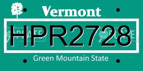 HPR2728 Vermont License Plate