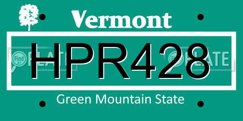 HPR428 Vermont License Plate